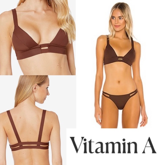 Vitamin A Neutra Bralette Swim Top -NWT $110 - Vintage Brown EcoLux - Size 4/XS - Picture 12 of 12